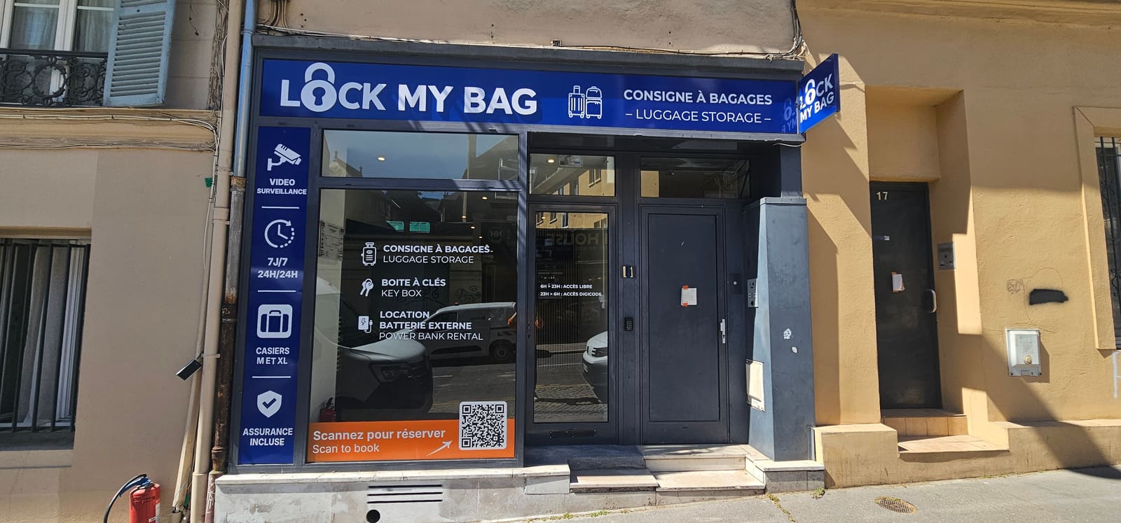 Gevel van Lock My Bag bagageopslag op 11 rue Louis Ricard in Rouen, 24/7 geopend